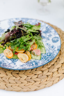 organic green and spring vegetable salad  scaled