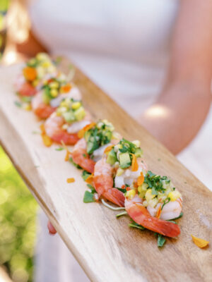 shrimp cocktail with corn and avocado salsa and micro cilantro scaled