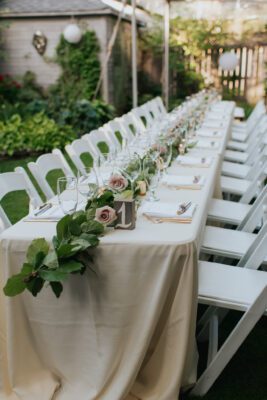 table setting floral runner