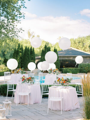 white balloons backyard birthday party scaled