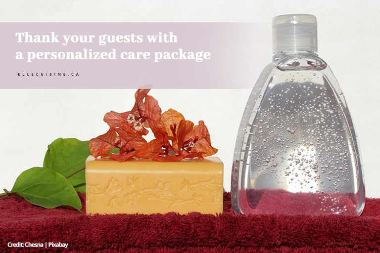 Thank your guests with a personalized care package 