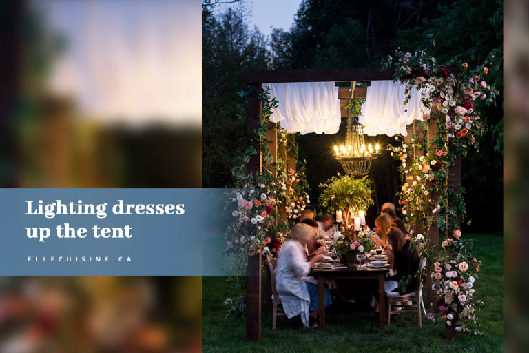 Lighting dresses up the tent