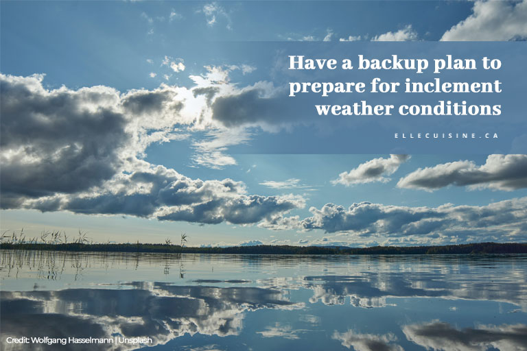 Have a backup plan to prepare for inclement weather conditions