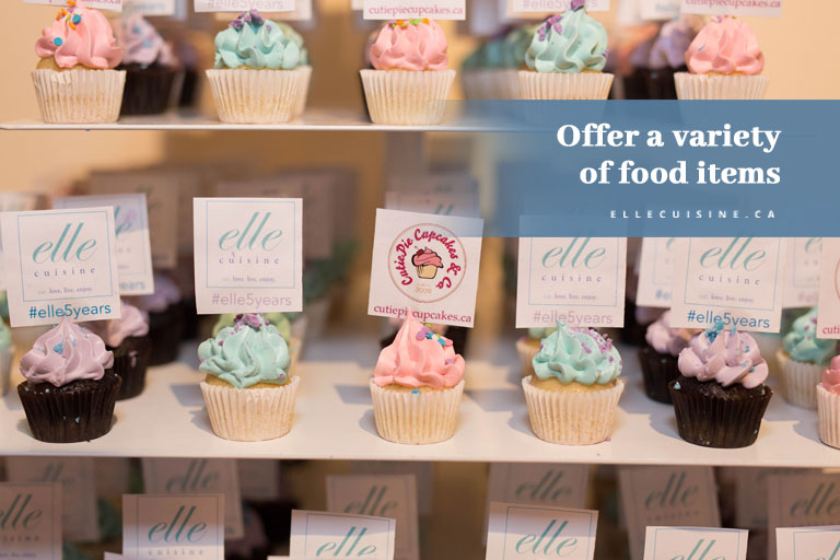 Offer a variety of food items